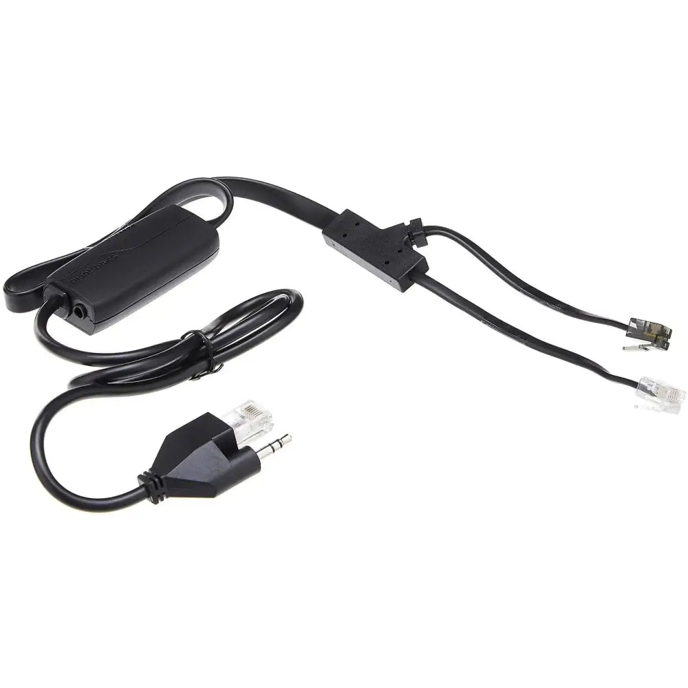 Plantronics APC-43 EHS adapter cable for Cisco phones with connectors on white background
