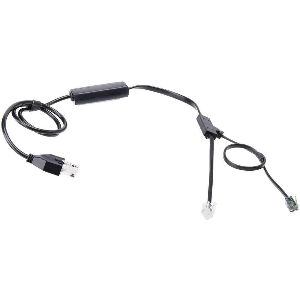 Plantronics APV-66 EHS adapter cable for Avaya phones with connectors on white background