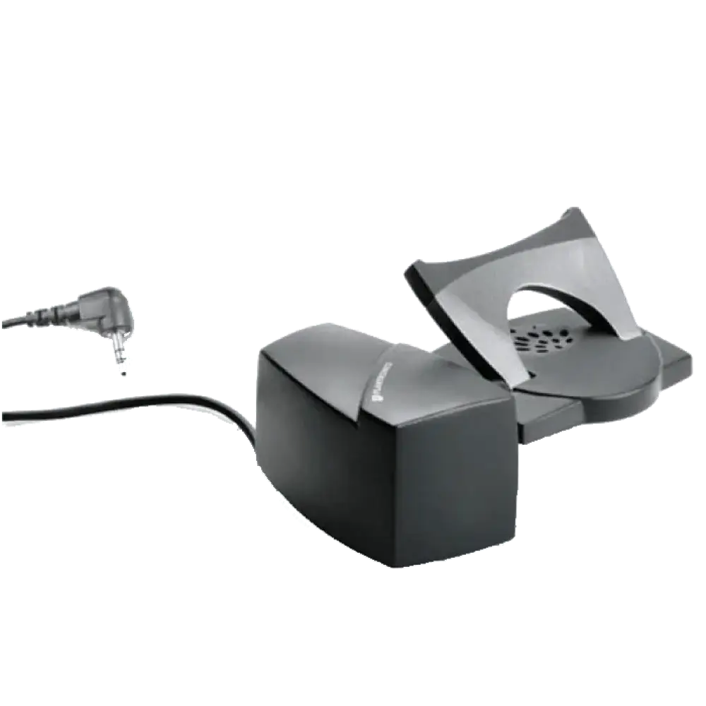 Plantronics HL10 handset lifter with attached cable on a white background