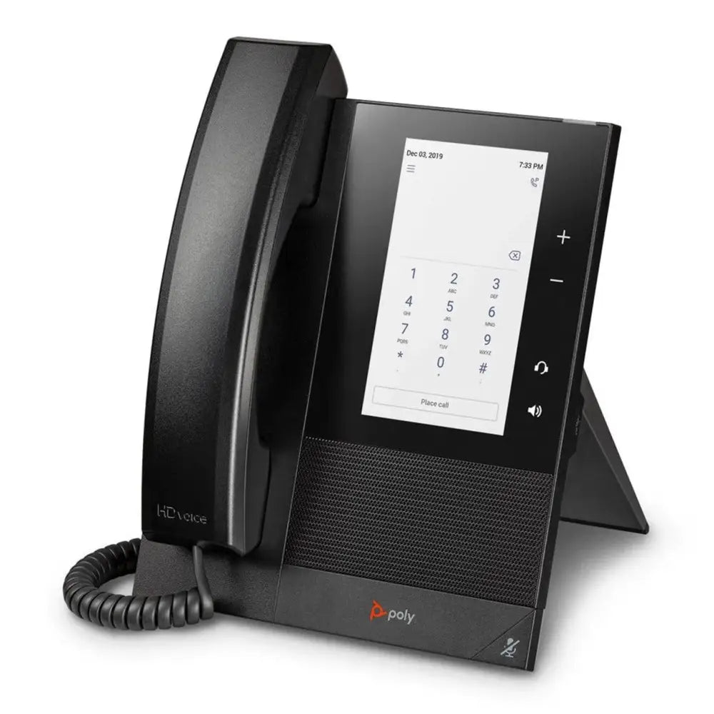 Polycom CCX 400 SIP phone with touchscreen display and handset on a white background