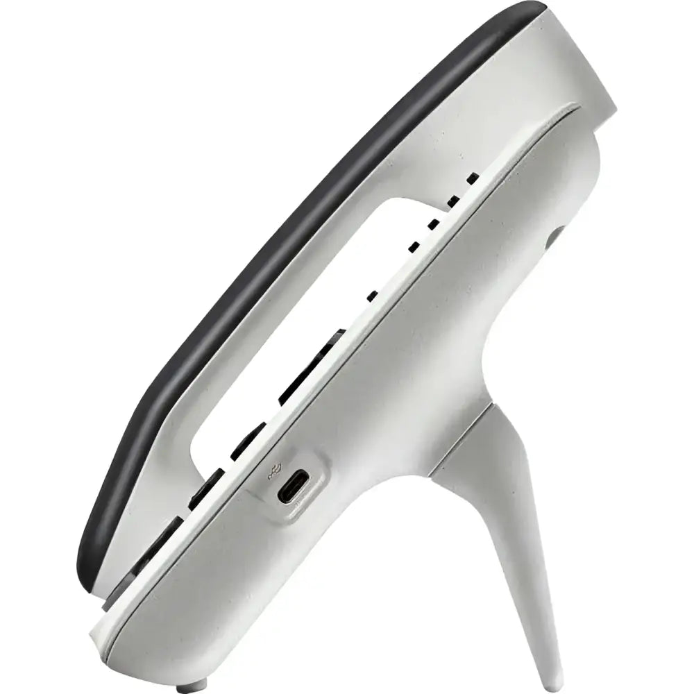 Polycom Edge E expansion module side view showing USB-C port, modern grey design