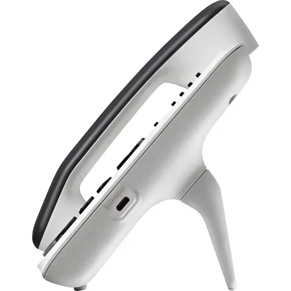 Polycom Edge E100 IP phone side view with USB port and sleek modern design