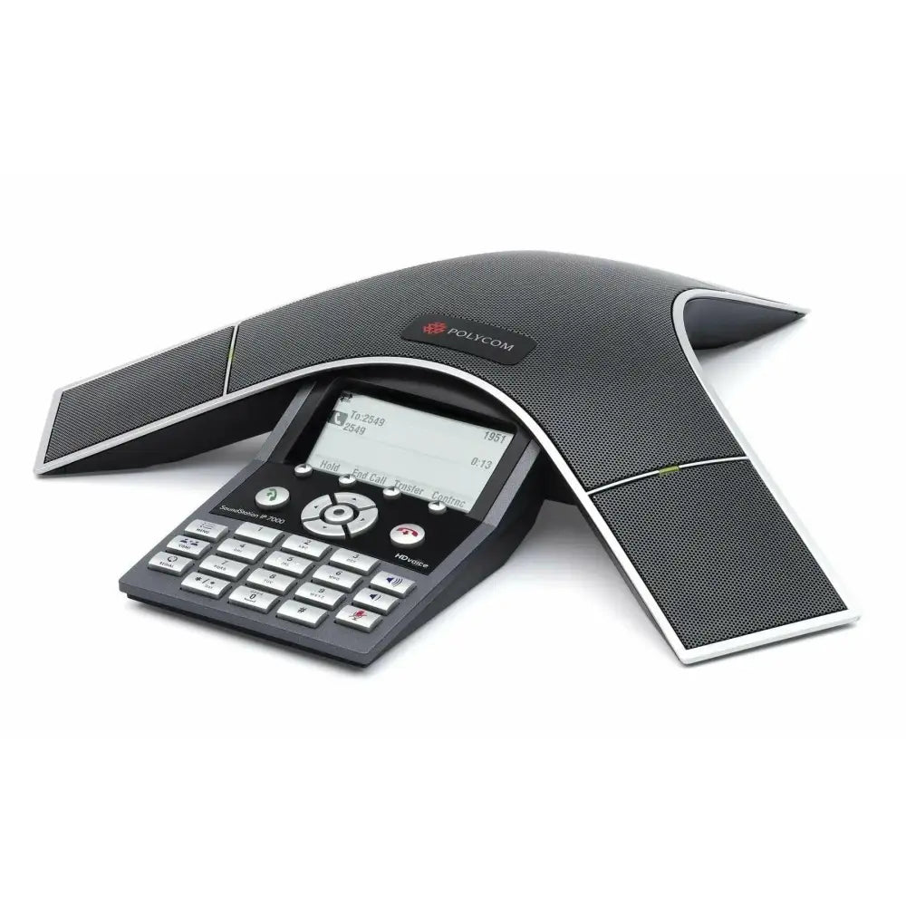 Polycom SoundPoint IP 7000 conference phone with display and keypad on white background