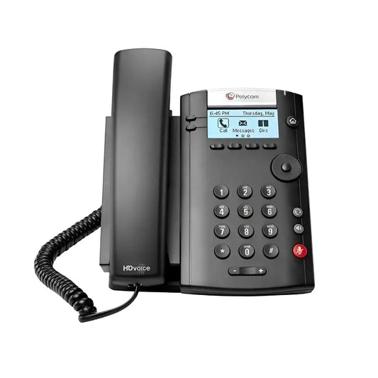 Polycom VVX 201 IP phone refurbished, black desk phone with display and handset