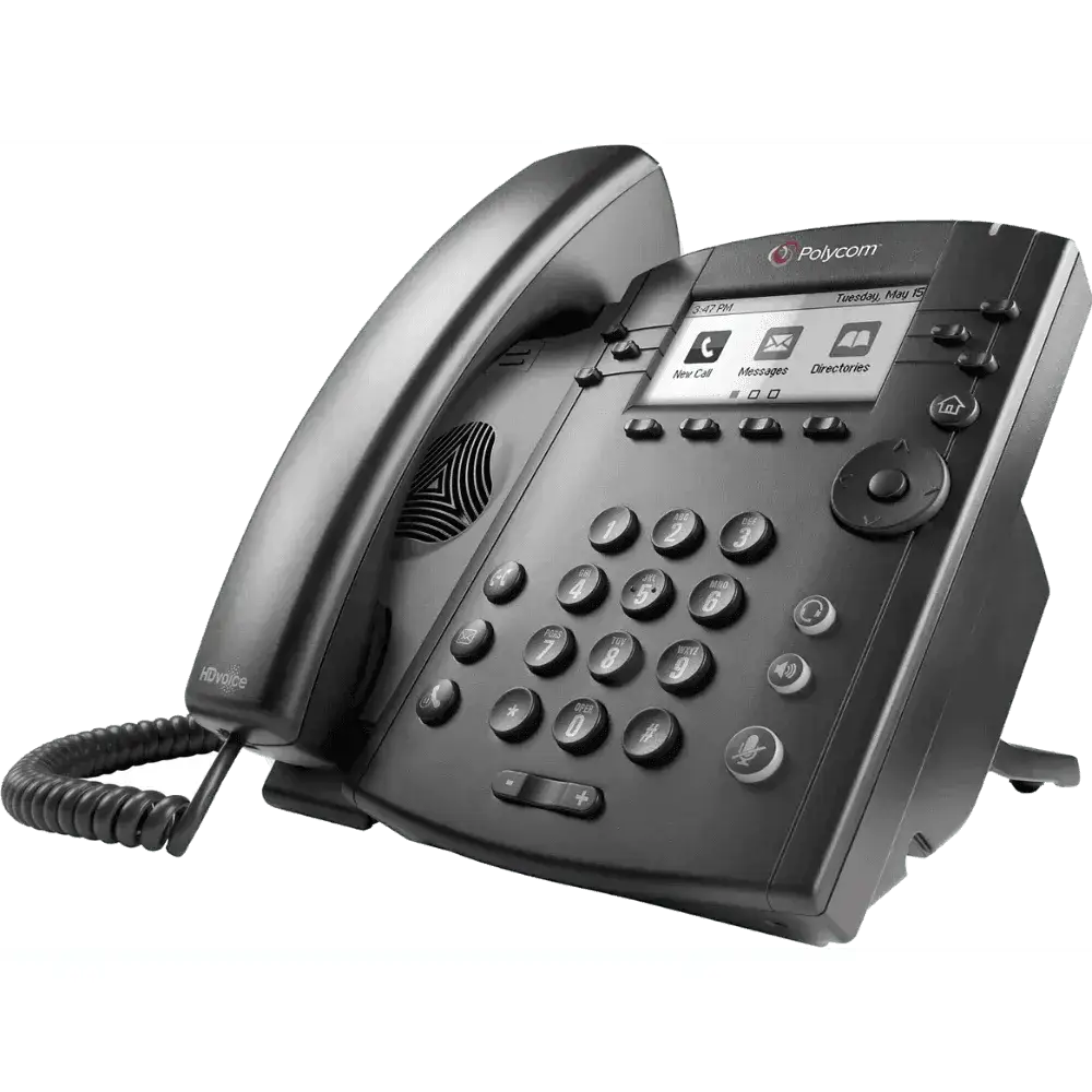 Polycom VVX 301 IP phone with LCD display and keypad, refurbished office desk phone