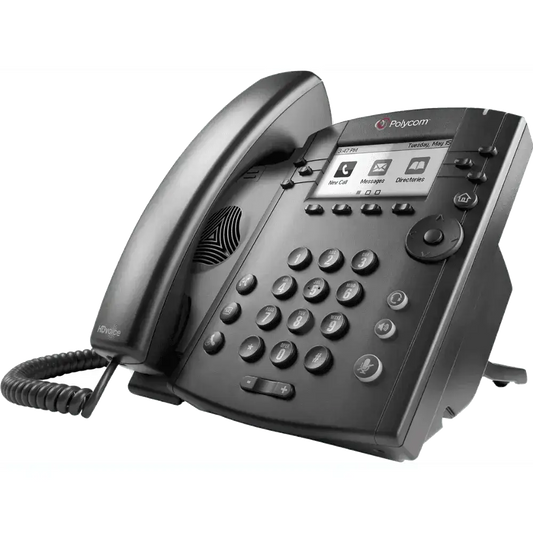 Polycom VVX 310 gigabit IP phone with display and keypad, black office desk phone