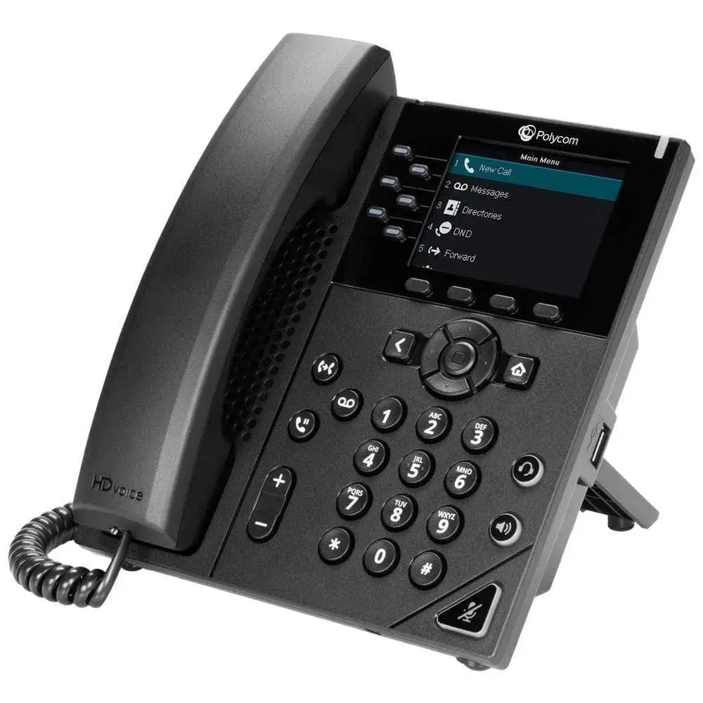 Polycom VVX 350 OBi Edition IP phone with display, keypad, and HD Voice branding