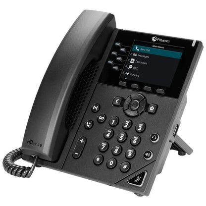 Polycom VVX 350 OBi Edition IP phone with display, keypad, and HD Voice branding