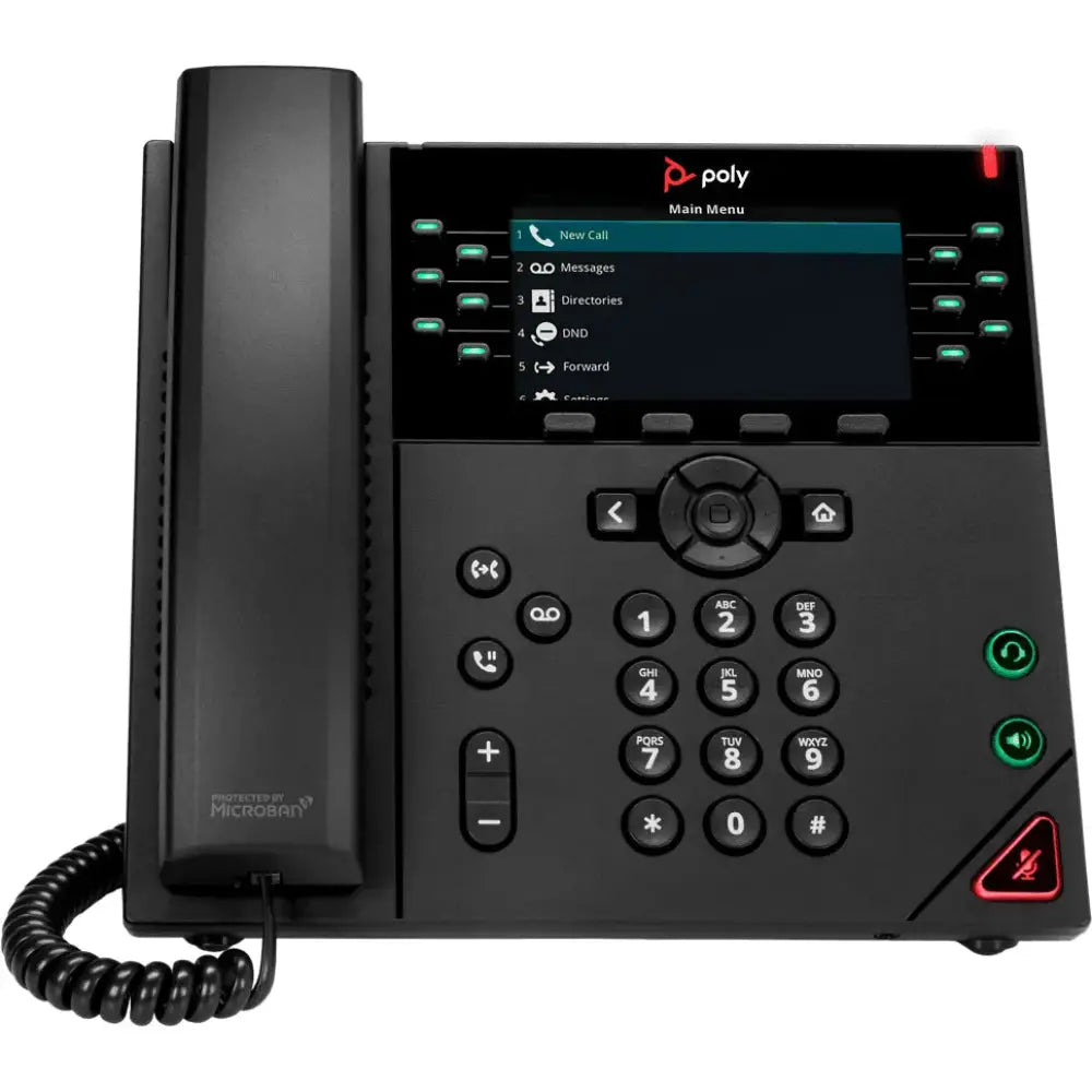Polycom VVX 450 IP desk phone with display screen and illuminated keys