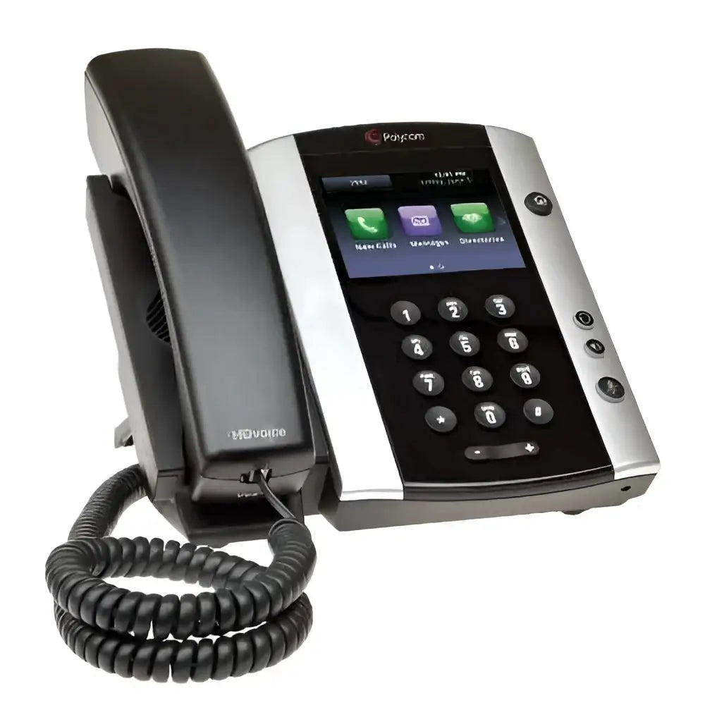 Refurbished Polycom VVX 500 gigabit IP office phone with touchscreen and keypad