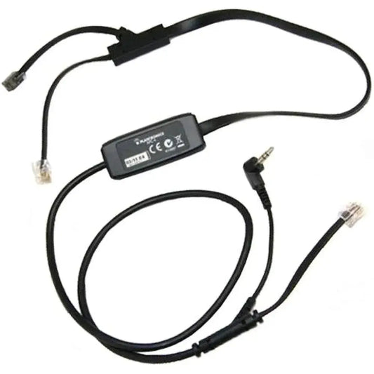 Poly Plantronics APC-4 electronic hook switch cable with connectors on white background
