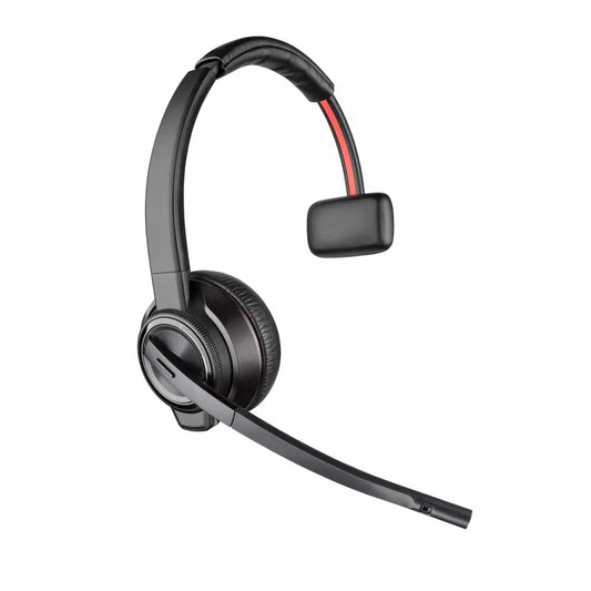 Poly Plantronics Savi 8210 Microsoft wireless mono headset with boom mic on white background