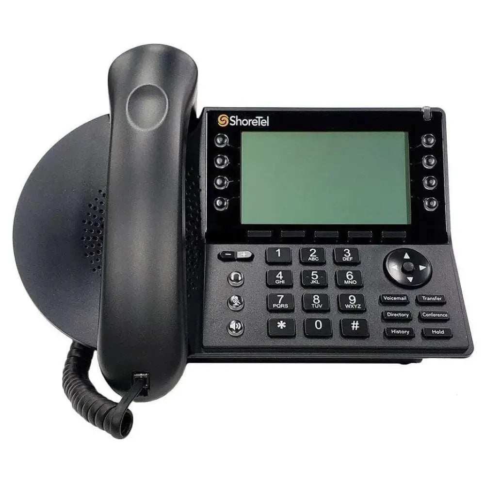 ShoreTel IP480 8-line IP phone with large display, keypad, and navigation buttons