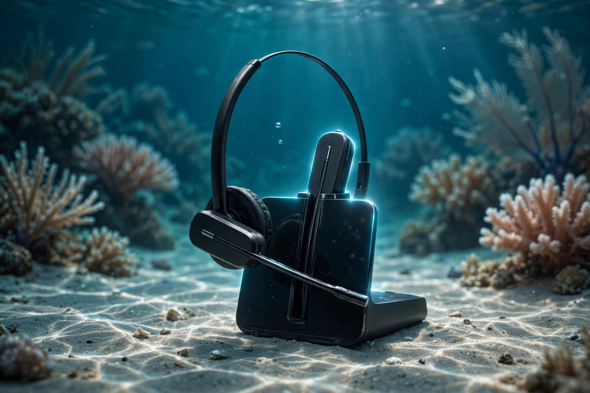 Wireless headset on a coral reef seabed