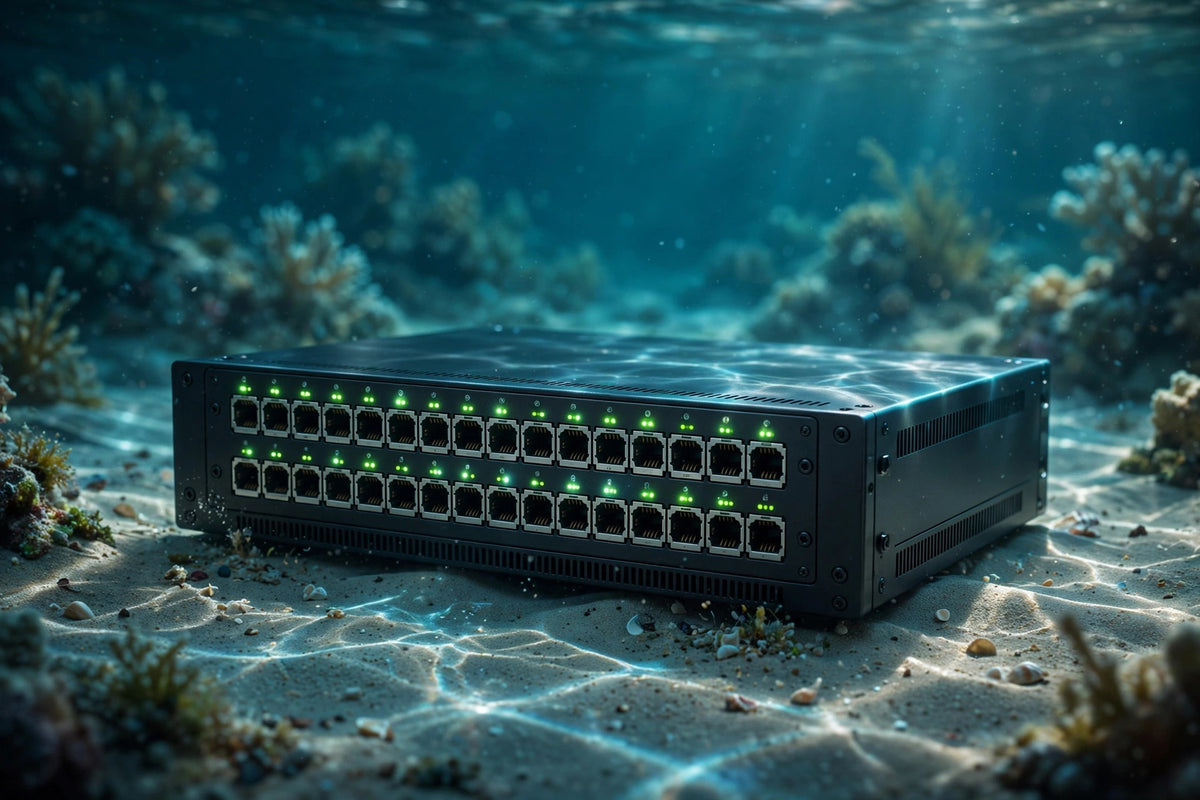 Network switch on a coral reef seabed