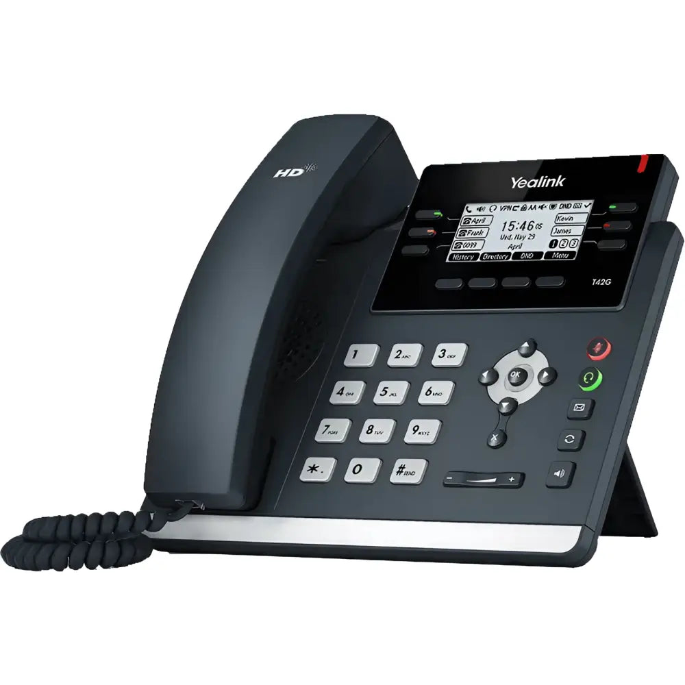 Yealink T42G refurbished IP desk phone with display and keypad, black office VoIP phone