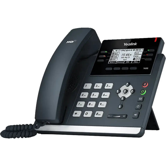 Yealink T42G refurbished IP desk phone with display and keypad, black office VoIP phone