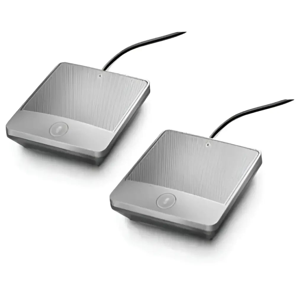 Yealink CPE90 wired expansion microphones with cables, silver, on white background