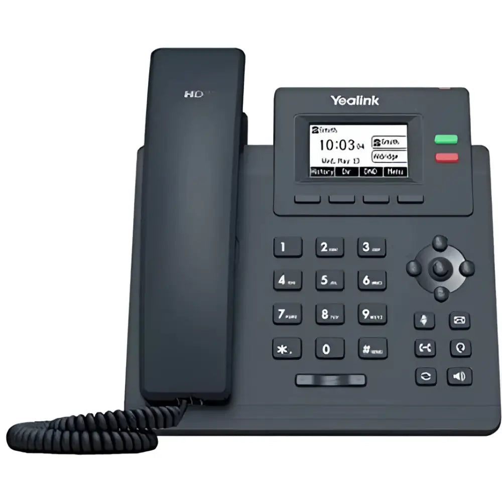 Yealink T31G SIP Gigabit IP phone with display screen and keypad, desk office setting