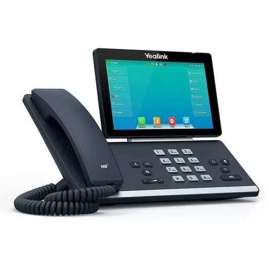 Yealink T57W SIP gigabit IP phone with color touchscreen and keypad, coiled handset cord