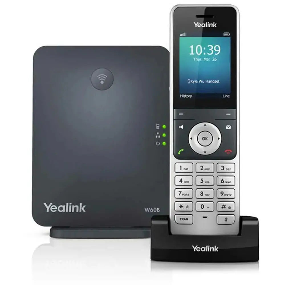 Yealink W56H cordless DECT phone with W60B base station and digital display