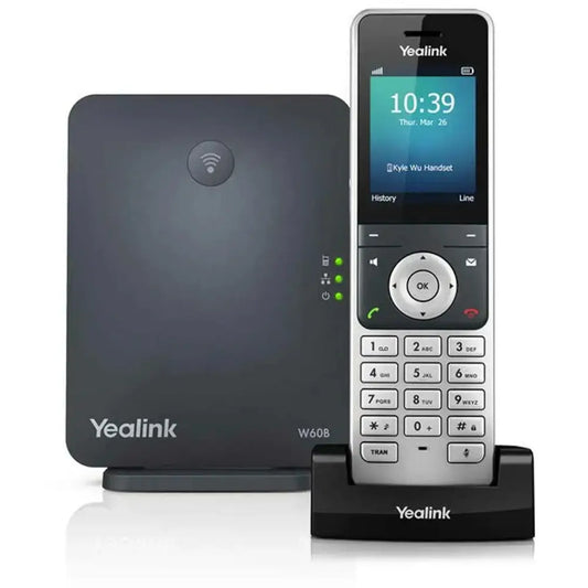 Yealink W56H cordless DECT phone with W60B base station and digital display