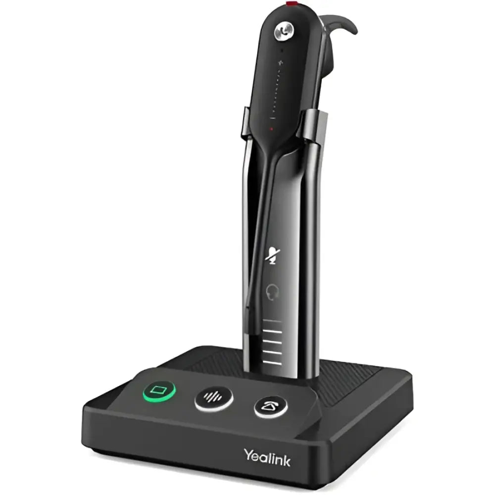 Yealink WH63 convertible DECT wireless headset with charging base and control buttons