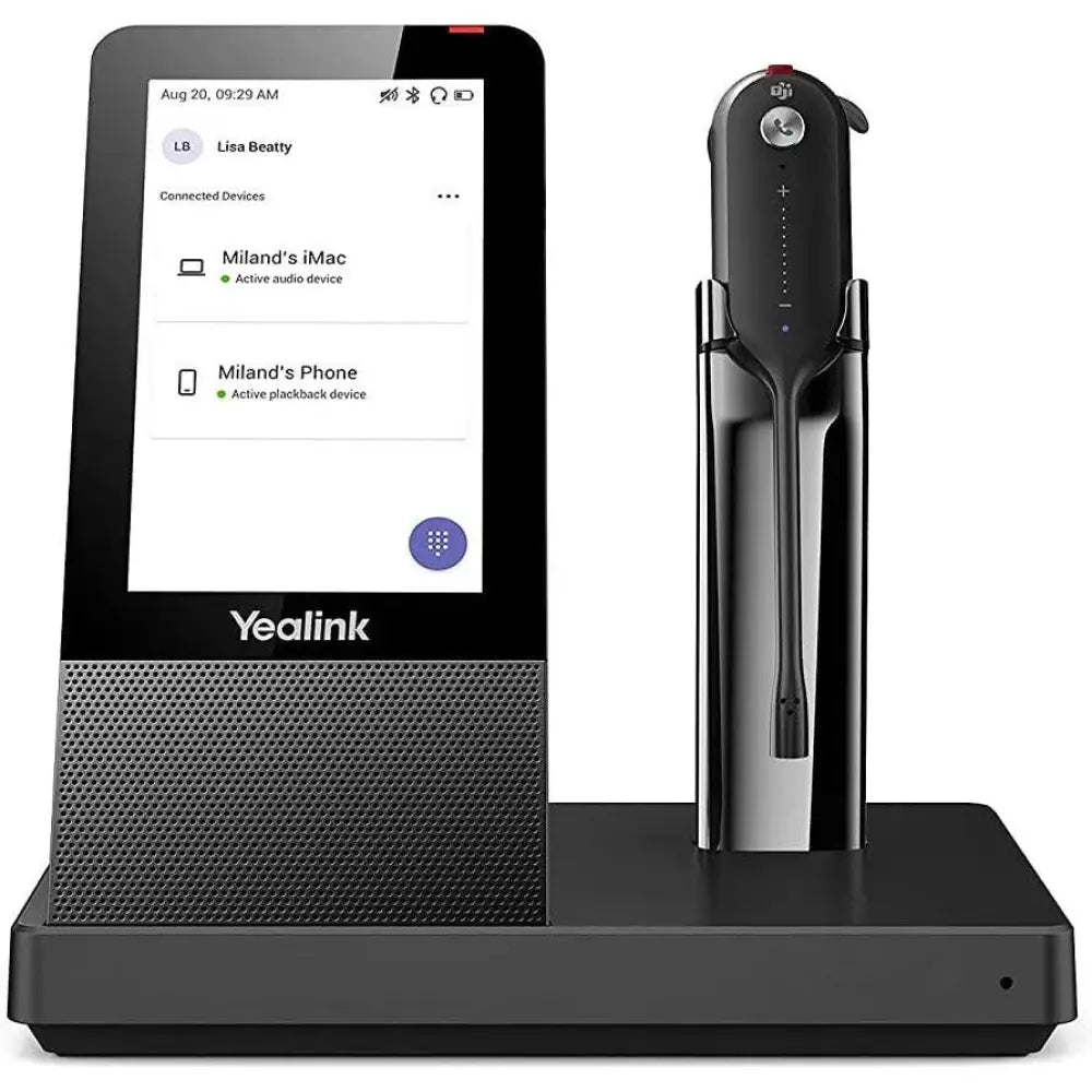Yealink WH67 convertible DECT wireless headset and touchscreen base station