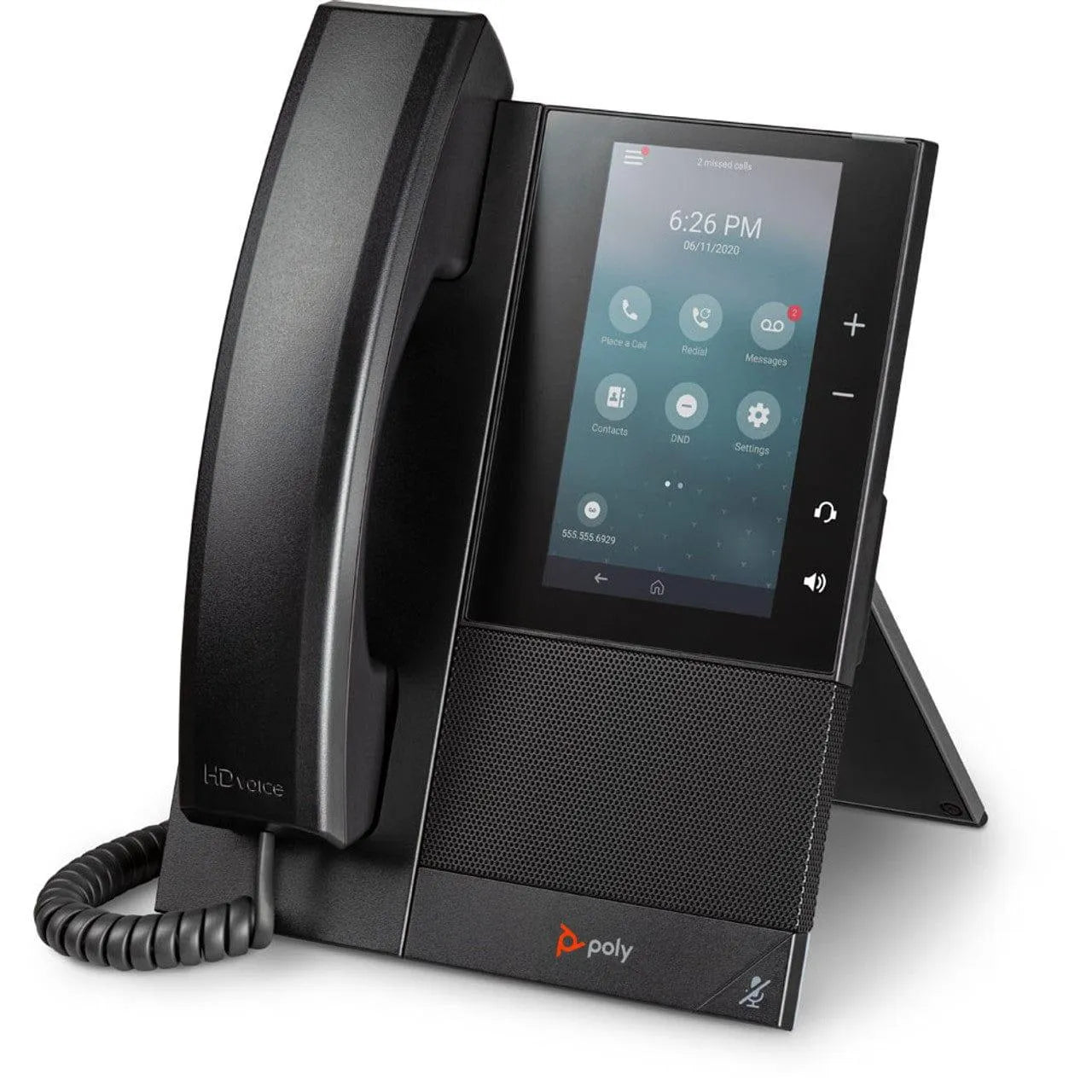 Polycom CCX 500 SIP phone with touchscreen display and HD voice handset