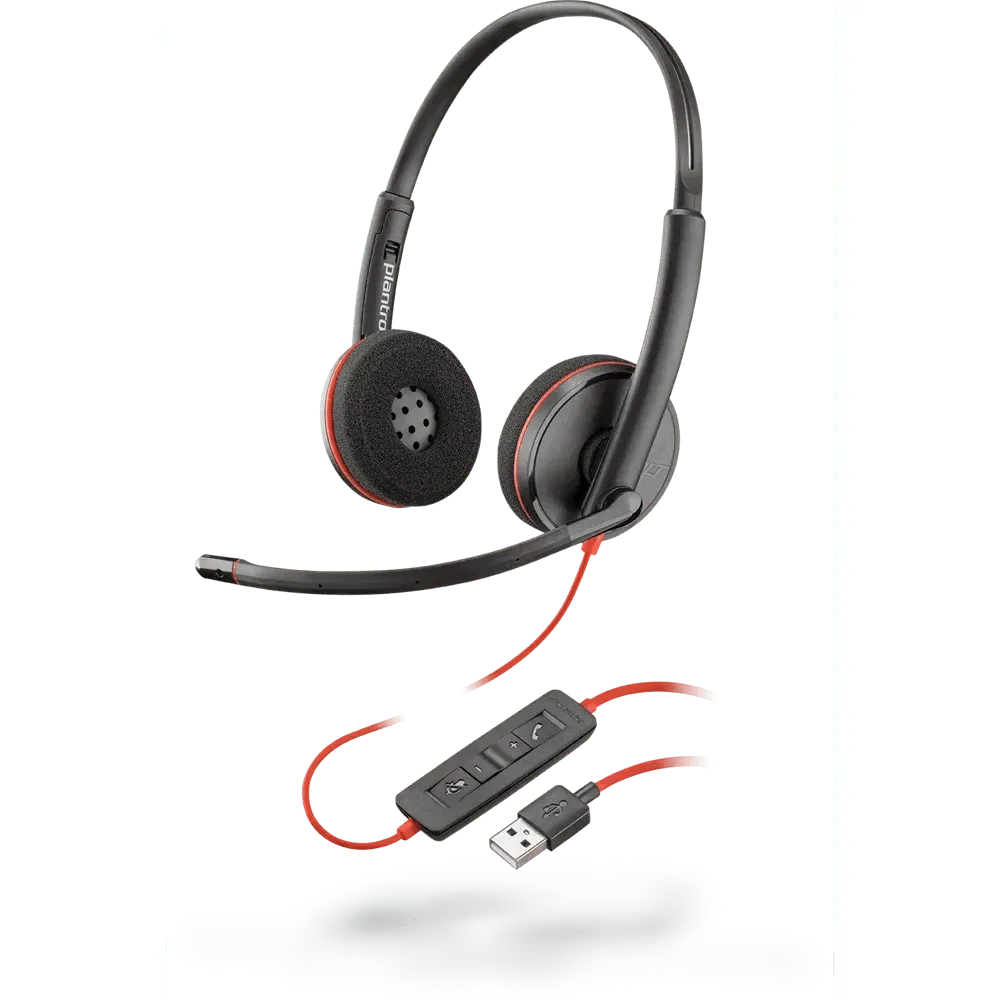 POLY/PLANTRONICS Blackwire C3220 Wired USB-C Stereo Headset (209745-201) - PLAN-BLACKWIRE-C3220 New - PLAN-BLACKWIRE-C3220-USB-C - Reef Telecom