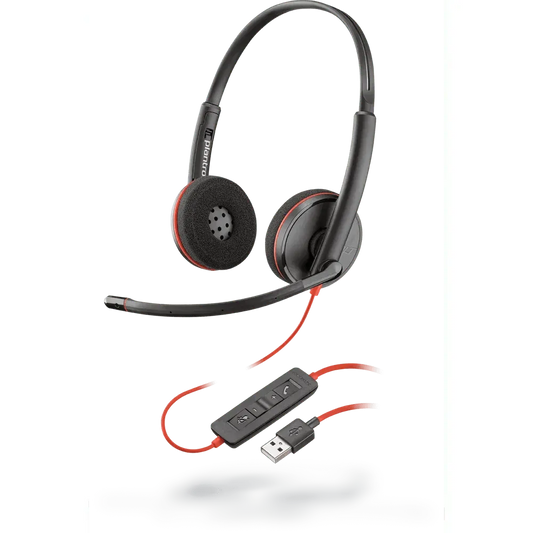 POLY/PLANTRONICS Blackwire C3220 Wired USB-C Stereo Headset (209745-201) - PLAN-BLACKWIRE-C3220 New - PLAN-BLACKWIRE-C3220-USB-C - Reef Telecom