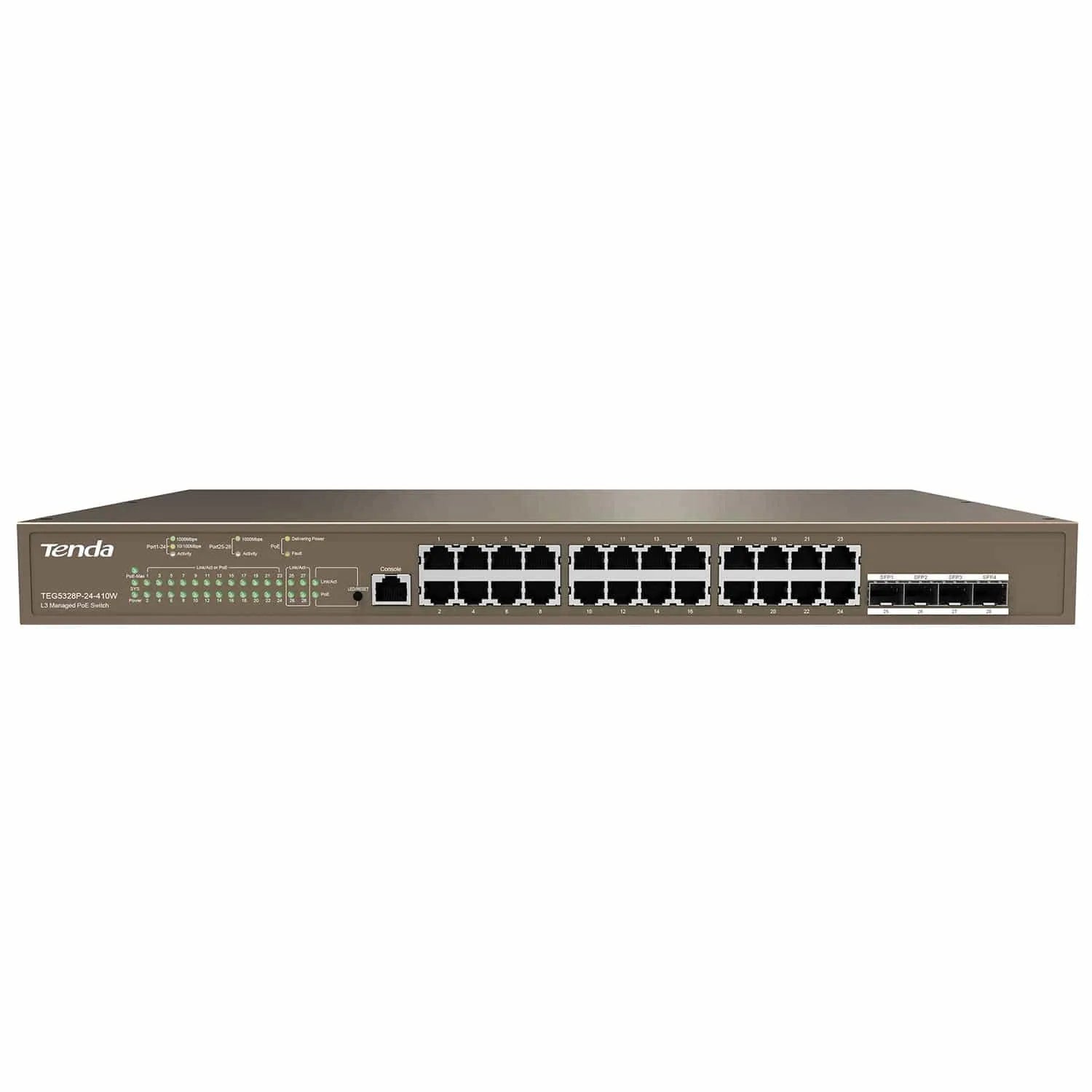 Tenda TEG5328P-24-410W 24 Port L3 Managed PoE Switch - TEG5328P-24-410W - New - TEG5328P-24-410W - Reef Telecom